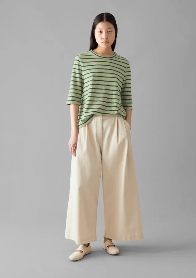 cleo_stripe_cotton_half_sleeve_tee_6.webp Jersey | Tops & Tees-TOAST Cleo Stripe Cotton Half Sleeve Tee Sage