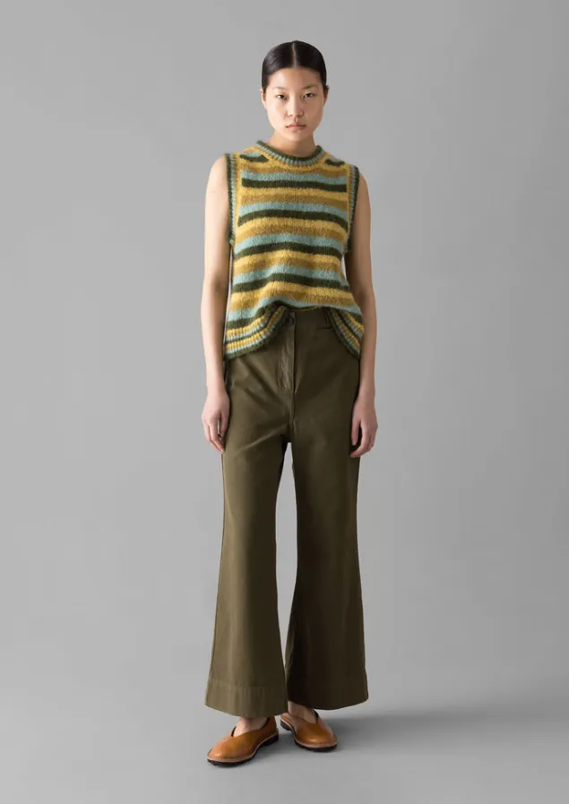 cotton_canvas_kick_flare_trousers_2.webp Trousers-TOAST Cotton Canvas Kick Flare Trousers Seaweed