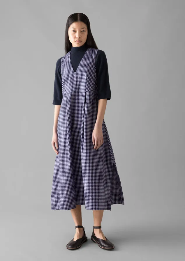 cotton_gingham_seersucker_dress_3.webp Dresses-TOAST Cotton Gingham Seersucker Dress Lilac