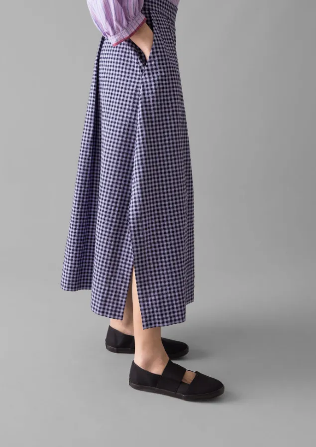 cotton_gingham_seersucker_skirt_2.webp Skirts-TOAST Cotton Gingham Seersucker Skirt Lilac