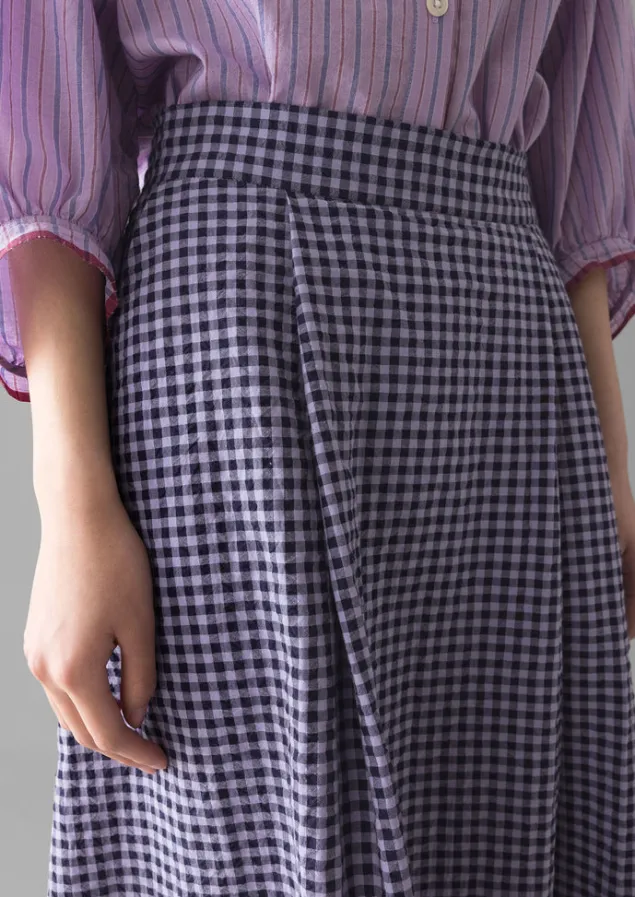 cotton_gingham_seersucker_skirt_3.webp Skirts-TOAST Cotton Gingham Seersucker Skirt Lilac