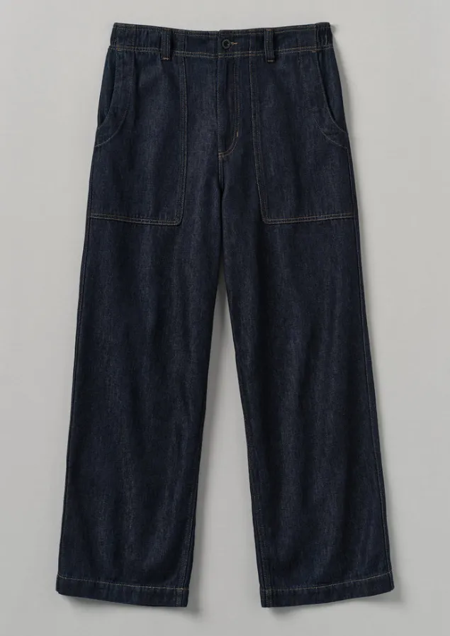 Denim | Trousers-TOAST Cotton Hemp Denim Cargo Trousers Indigo