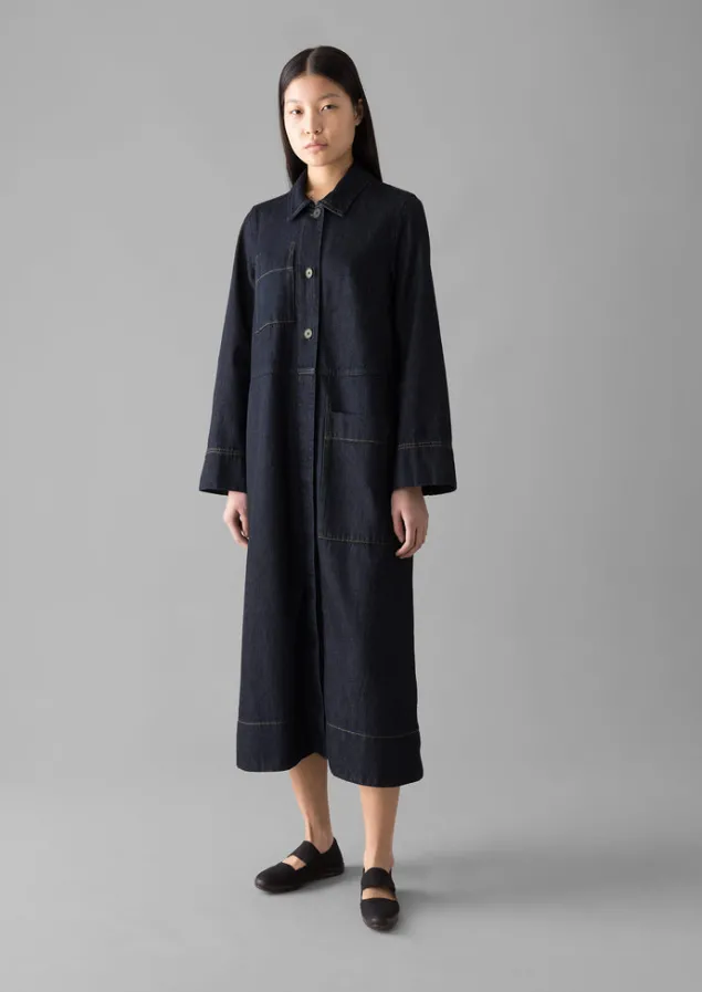 cotton_hemp_denim_dress_3.webp Denim | Workwear-TOAST Cotton Hemp Denim Dress Indigo