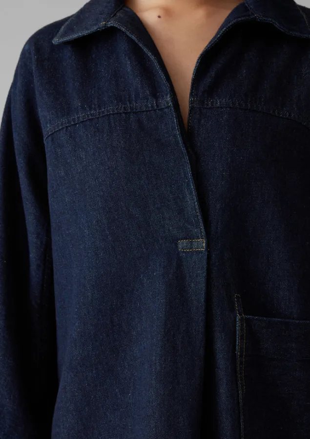 cotton_hemp_denim_smock_2.webp Denim | Tops & Tees-TOAST Cotton Hemp Denim Smock Indigo