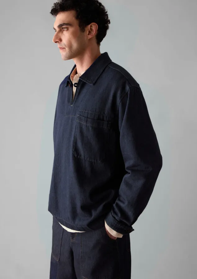 cotton_hemp_denim_smock_shirt_15.webp Denim | Workwear-TOAST Cotton Hemp Denim Smock Shirt Indigo