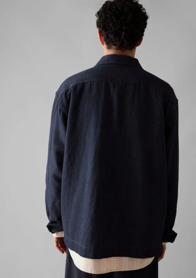 cotton_hemp_denim_smock_shirt_5.webp Denim | Workwear-TOAST Cotton Hemp Denim Smock Shirt Indigo