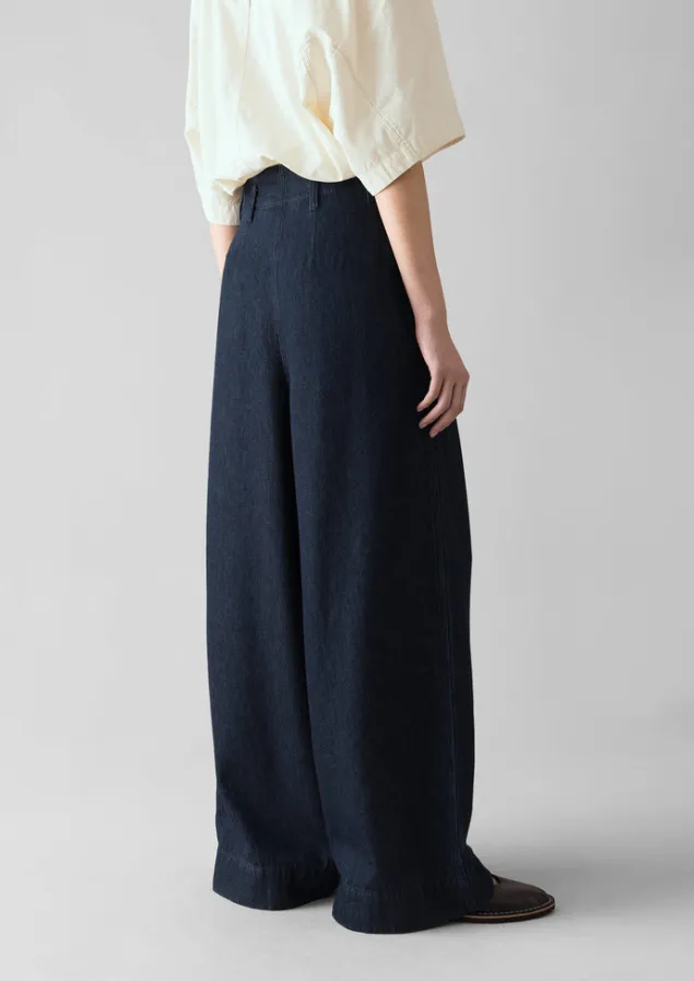 cotton_hemp_denim_wide_leg_trousers_20.webp Denim | Workwear-TOAST Cotton Hemp Denim Wide Leg Trousers Indigo