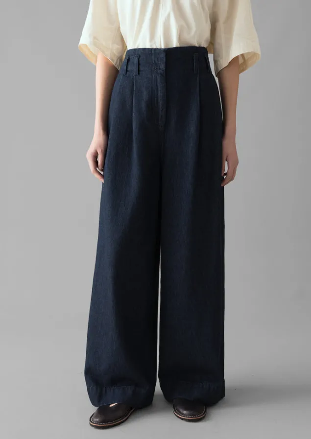 cotton_hemp_denim_wide_leg_trousers_27.webp Denim | Workwear-TOAST Cotton Hemp Denim Wide Leg Trousers Indigo