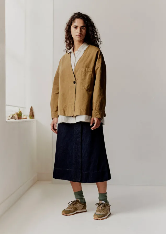 Denim | Skirts-TOAST Cotton Hemp Denim Wrap Skirt Indigo