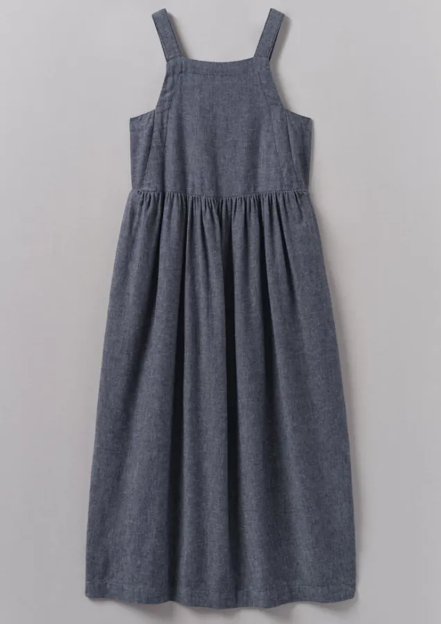 cotton_linen_twill_gathered_waist_dress_6.webp Linen | Loungewear-TOAST Cotton Linen Twill Gathered Waist Dress IndigoBlue