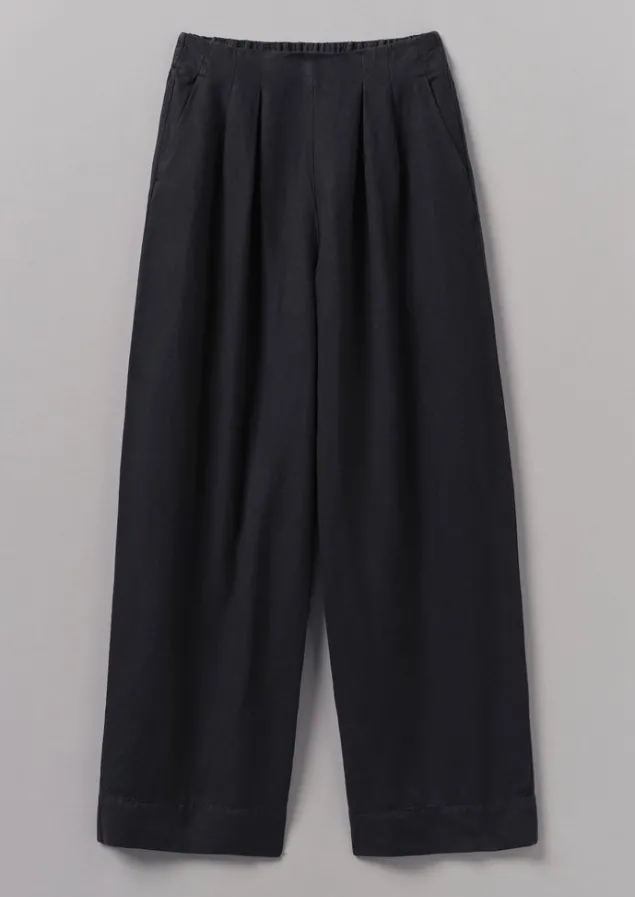 Linen | Trousers-TOAST Cotton Linen Wide Leg Trousers SlateNavy