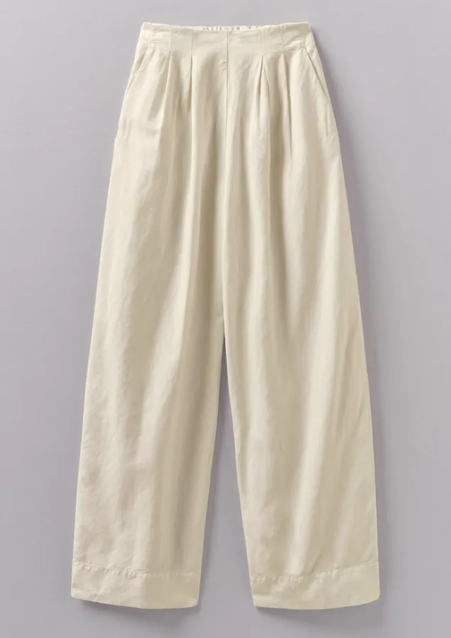 Linen | Trousers-TOAST Cotton Linen Wide Leg Trousers Parchment