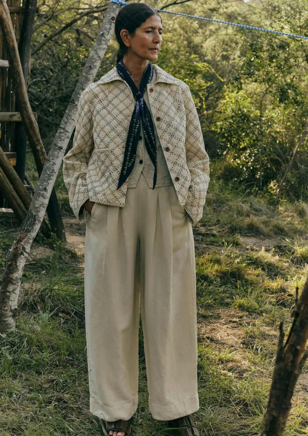 Linen | Trousers-TOAST Cotton Linen Wide Leg Trousers Parchment