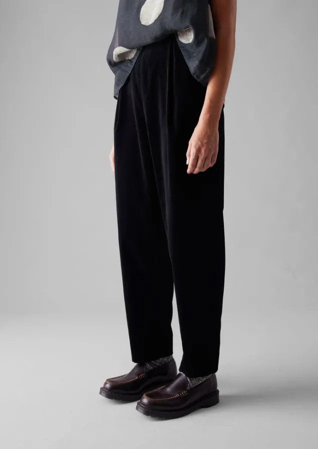 cotton_velvet_pleat_front_trousers_8.webp Velvet | Trousers-TOAST Cotton Velvet Pleat Front Trousers BrownSlate