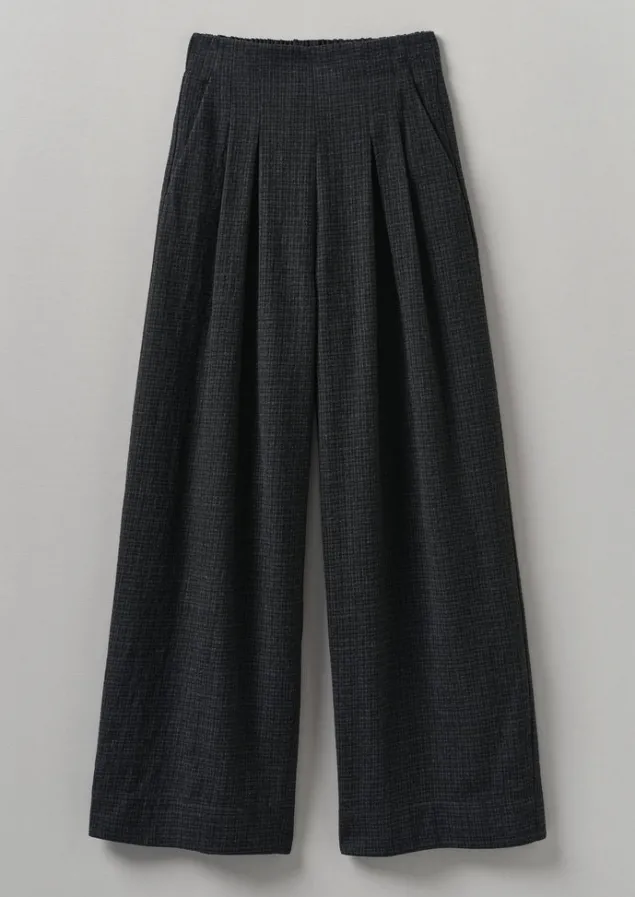 Trousers-TOAST Cotton Wool Pleat Front Trousers Carbon