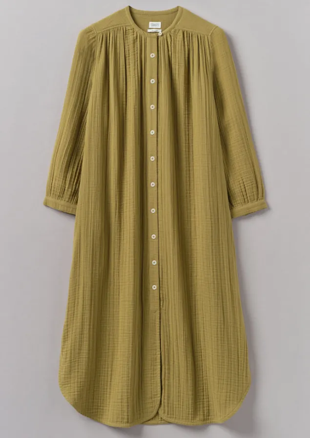 Nightwear | Loungewear-TOAST Crinkle Cotton Kaftan Nightdress SoftOlive