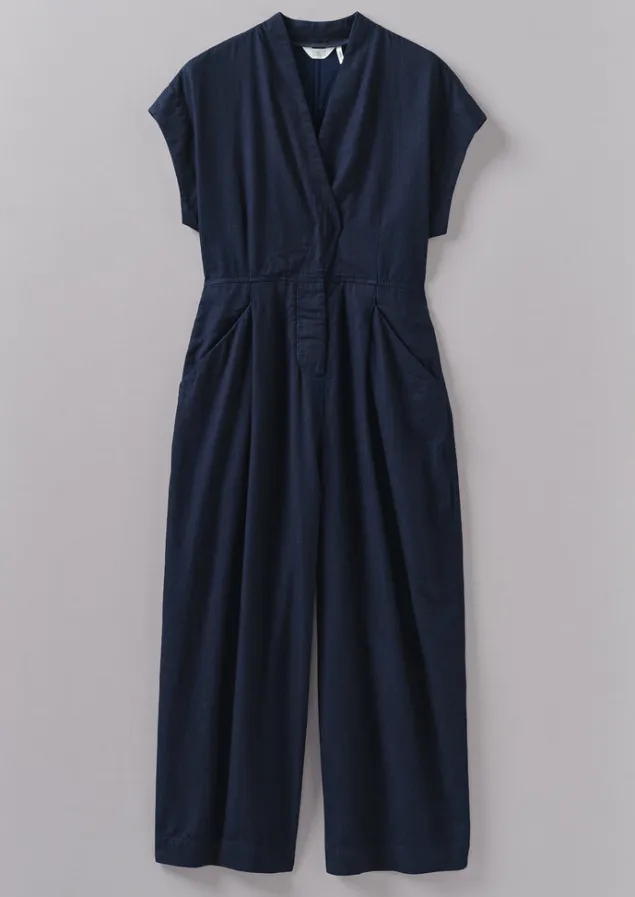 Jumpsuits | Trousers-TOAST Cross Front Twill Jumpsuit Indigo