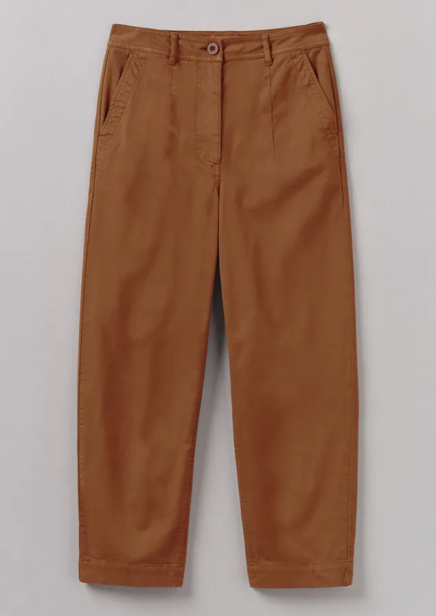 Workwear | Trousers-TOAST Darted Cotton Twill Trousers Russet
