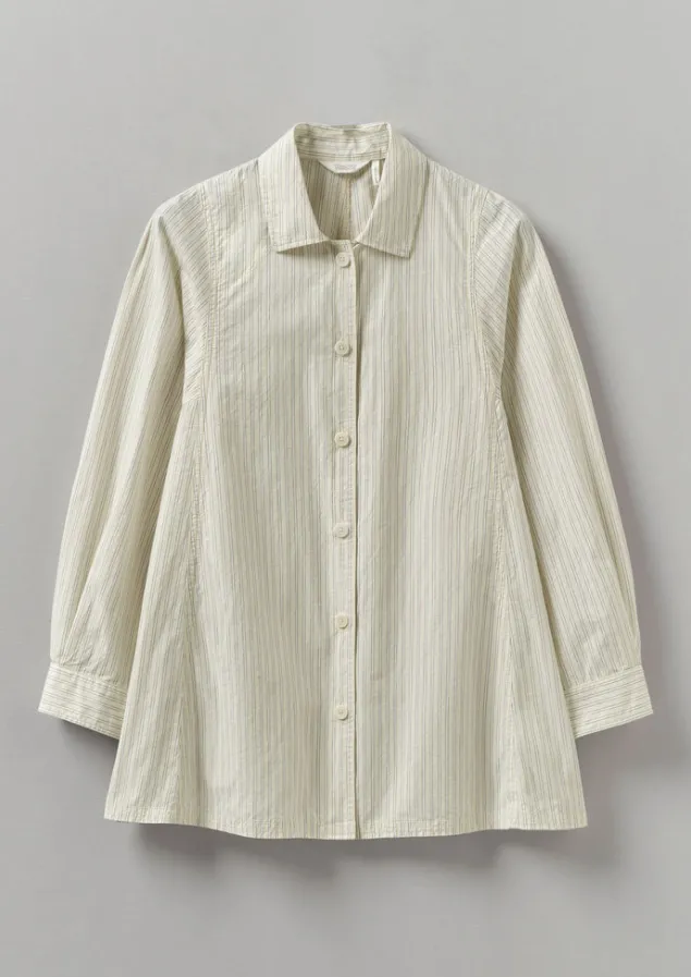 Shirts | Tops & Tees-TOAST Dash Stripe Cotton Shirt Ivory/GoldenOlive
