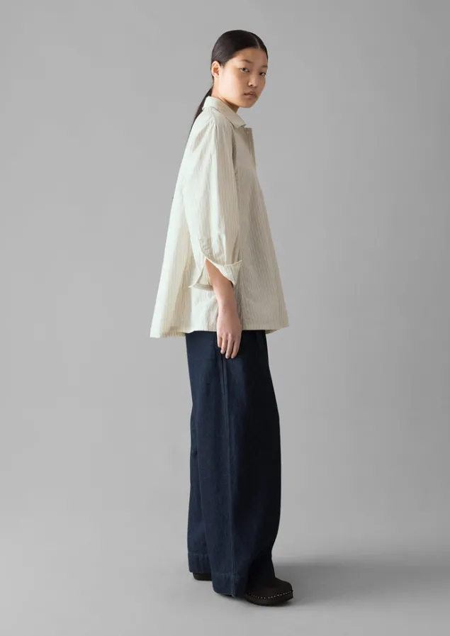 dash_stripe_cotton_shirt_2.webp Shirts | Tops & Tees-TOAST Dash Stripe Cotton Shirt Ivory/GoldenOlive
