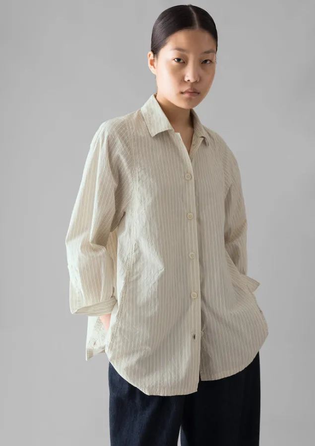 dash_stripe_cotton_shirt_6.webp Shirts | Tops & Tees-TOAST Dash Stripe Cotton Shirt Ivory/GoldenOlive
