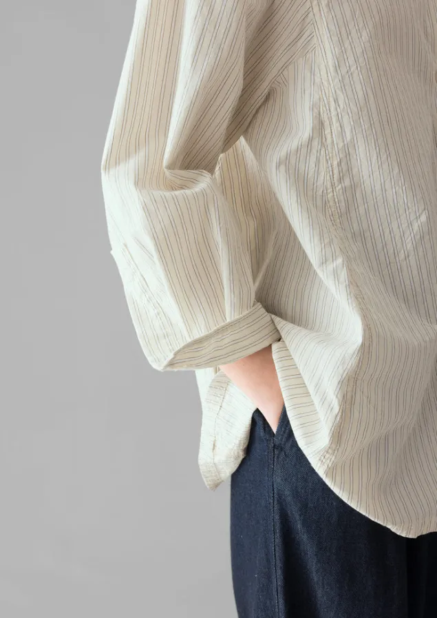 dash_stripe_cotton_shirt_8.webp Shirts | Tops & Tees-TOAST Dash Stripe Cotton Shirt Ivory/GoldenOlive