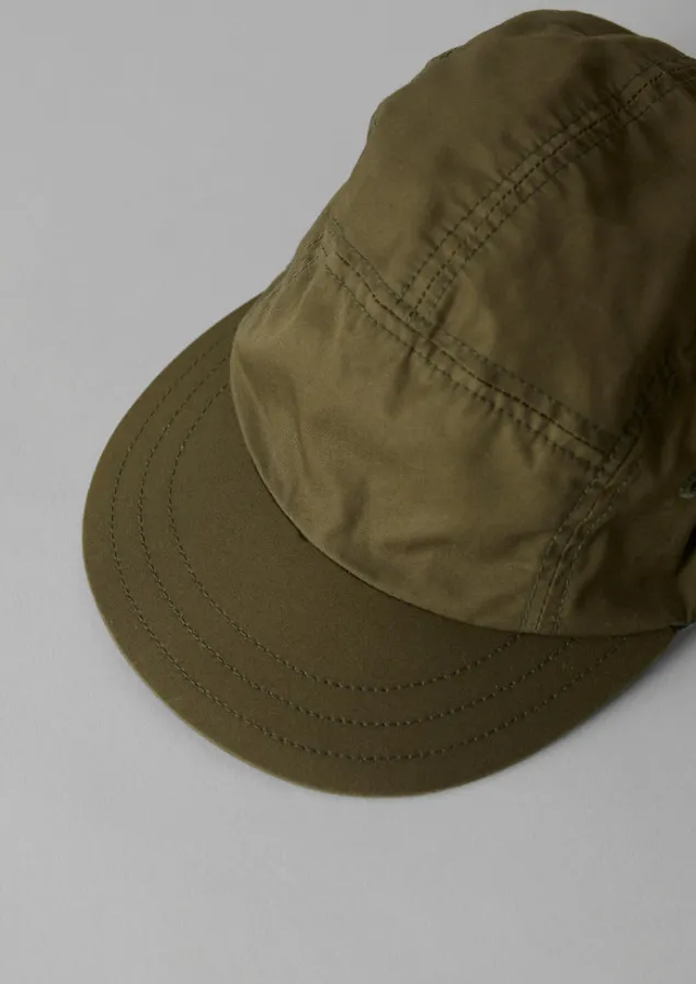 Hats, Scarves & Gloves-TOAST Decho Weatherproof Cotton Panelled Cap Olive