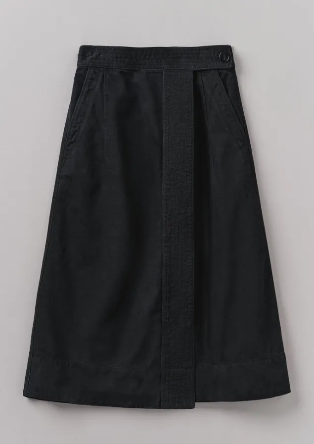 Denim | Workwear-TOAST Denim Wrap Skirt Black