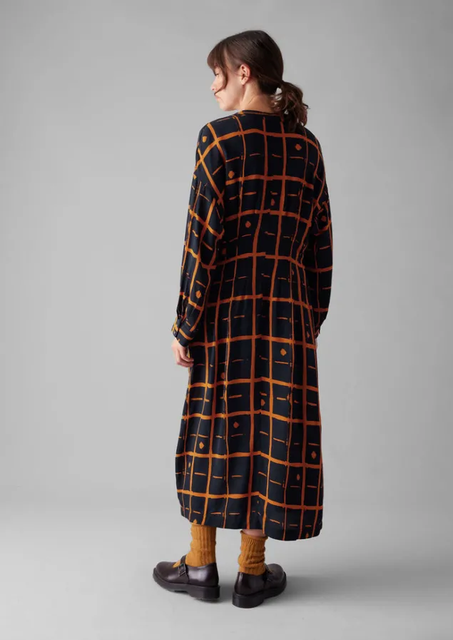 diamond_dot_print_fluid_dress_3.webp Dresses-TOAST Diamond Dot Print Fluid Dress DarkNavy