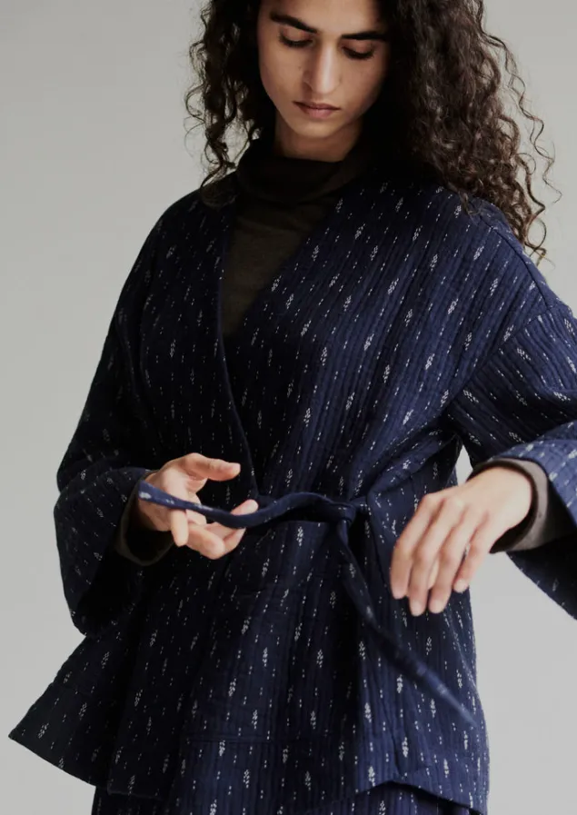 Loungewear | Coats & Jackets-TOAST Dobby Cotton Lounge Jacket IndigoBlue