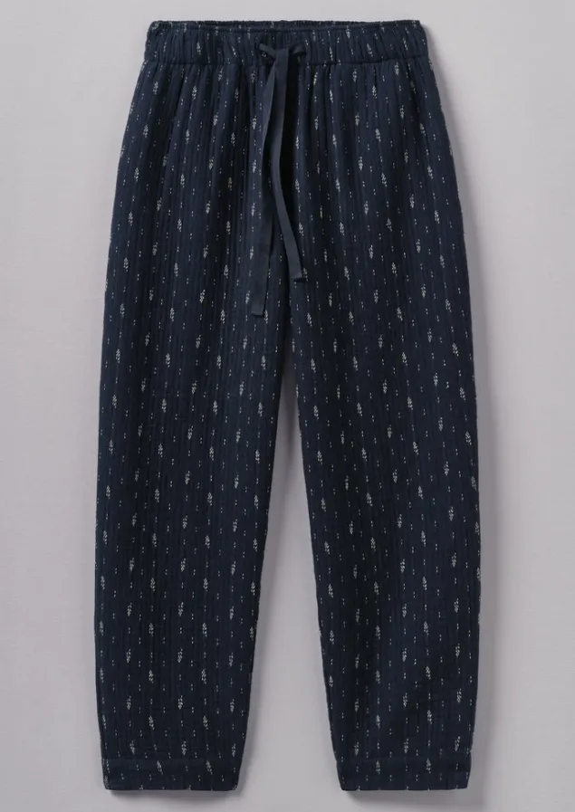Loungewear | Trousers-TOAST Dobby Stitch Cotton Lounge Trousers IndigoBlue