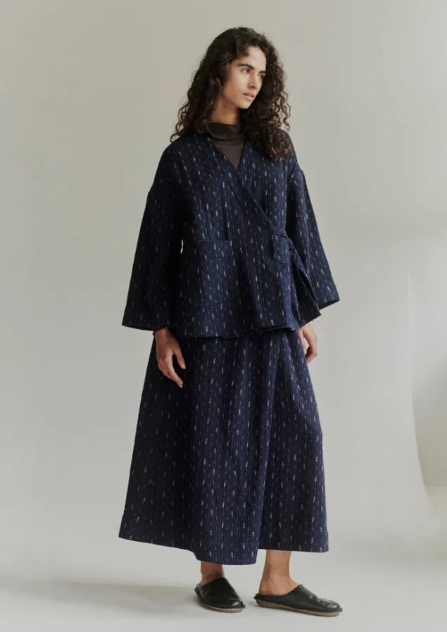dobby_stitch_cotton_skirt_8.webp Loungewear | Skirts-TOAST Dobby Stitch Cotton Skirt Indigo/Blue