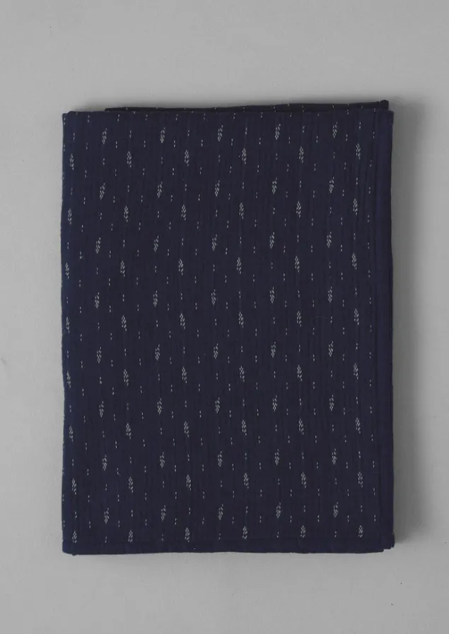 Textiles | Blankets & Throws-TOAST Dobby Stitch Cotton Throw IndigoBlue