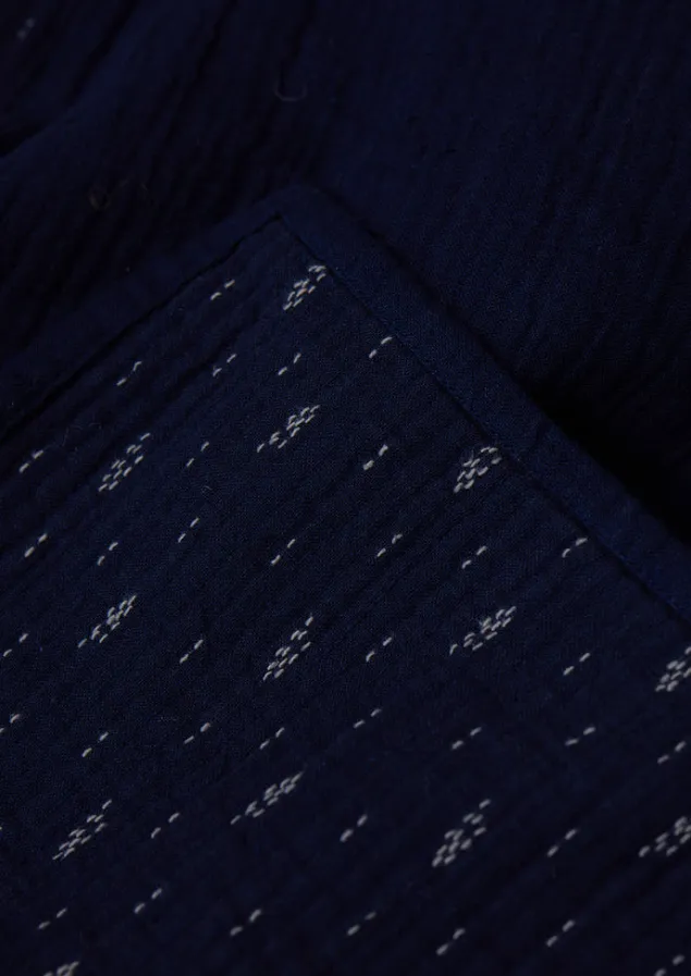 dobby_stitch_cotton_throw_8.webp Textiles | Blankets & Throws-TOAST Dobby Stitch Cotton Throw IndigoBlue
