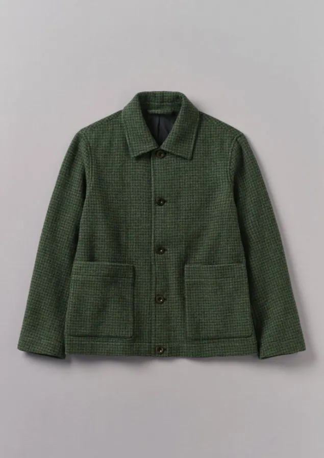 Coats & Jackets-TOAST Dogtooth Wool Chore Jacket ForestGreen