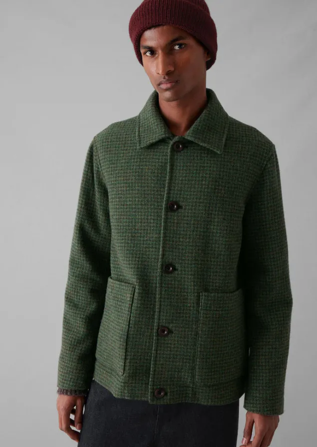dogtooth_wool_chore_jacket_5.webp Coats & Jackets-TOAST Dogtooth Wool Chore Jacket ForestGreen