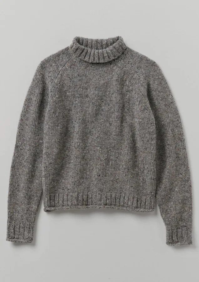 Knitwear-TOAST Donegal Roll Neck Sweater Smoke