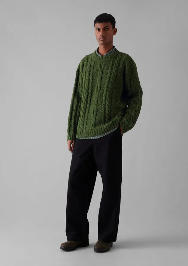 donegal_wool_cable_sweater_2.webp Knitwear-TOAST Donegal Wool Cable Sweater GreenJasper