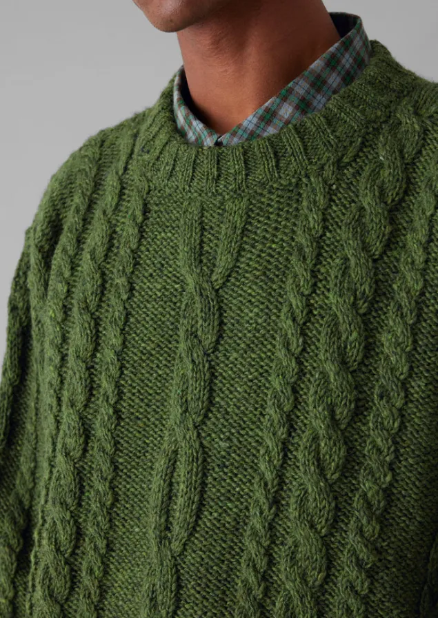 donegal_wool_cable_sweater_4.webp Knitwear-TOAST Donegal Wool Cable Sweater GreenJasper