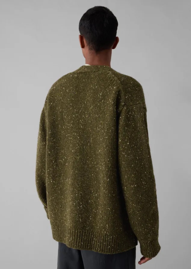 donegal_wool_vneck_cardigan_4.webp Knitwear-TOAST Donegal Wool V-Neck Cardigan Olive
