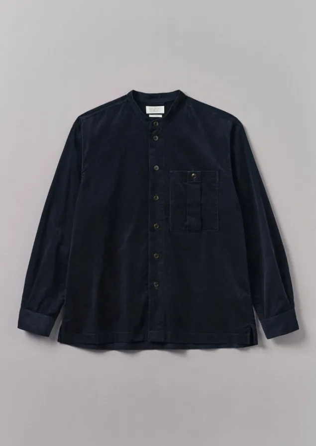 Cord | Shirts-TOAST Dropped Shoulder Organic Cord Grandad Shirt Navy