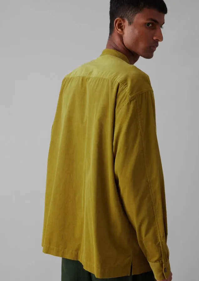 dropped_shoulder_organic_cord_grandad_shirt_2-1.webp Cord | Shirts-TOAST Dropped Shoulder Organic Cord Grandad Shirt GoldenOlive