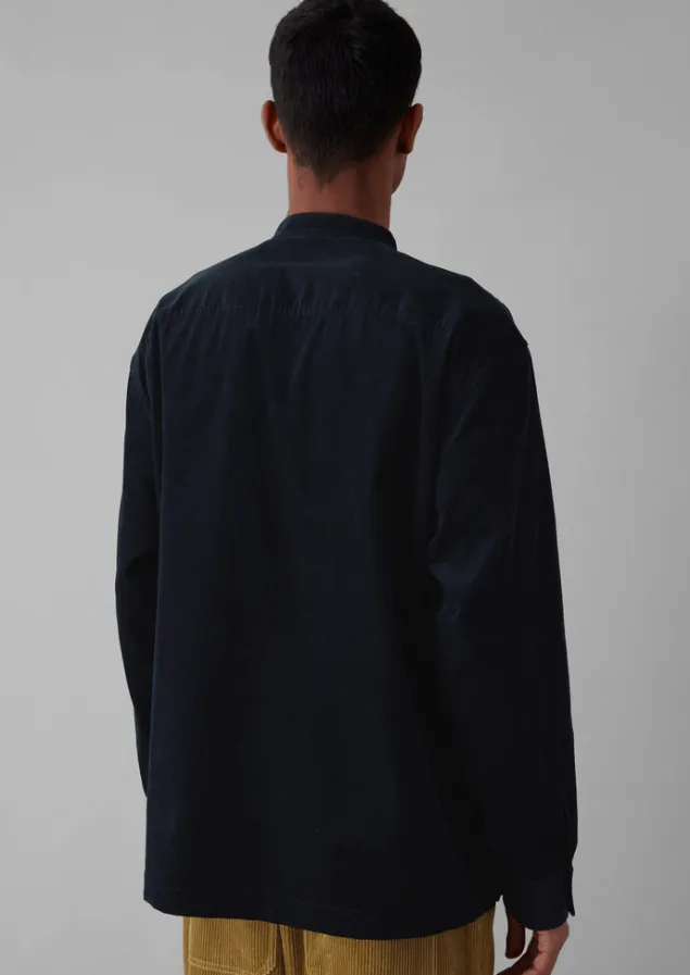 dropped_shoulder_organic_cord_grandad_shirt_3.webp Cord | Shirts-TOAST Dropped Shoulder Organic Cord Grandad Shirt Navy