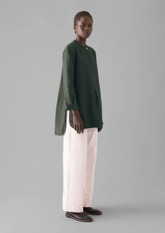 Linen | Tops & Tees-TOAST Elena Cotton Linen Tunic Shirt DustedKhaki