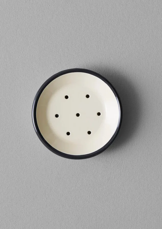 Bathroom-TOAST Enamel Soap Dish Ecru/DarkGrey