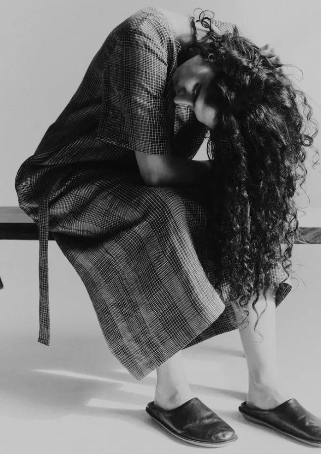 etched_check_linen_dress_10.webp Linen | Loungewear-TOAST Etched Check Linen Dress Slate