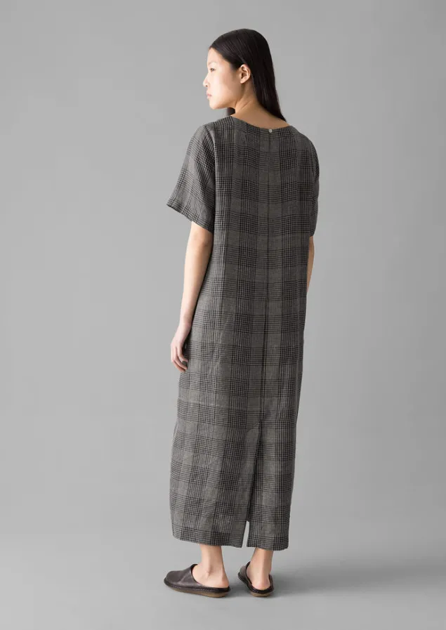 etched_check_linen_dress_12.webp Linen | Loungewear-TOAST Etched Check Linen Dress Slate