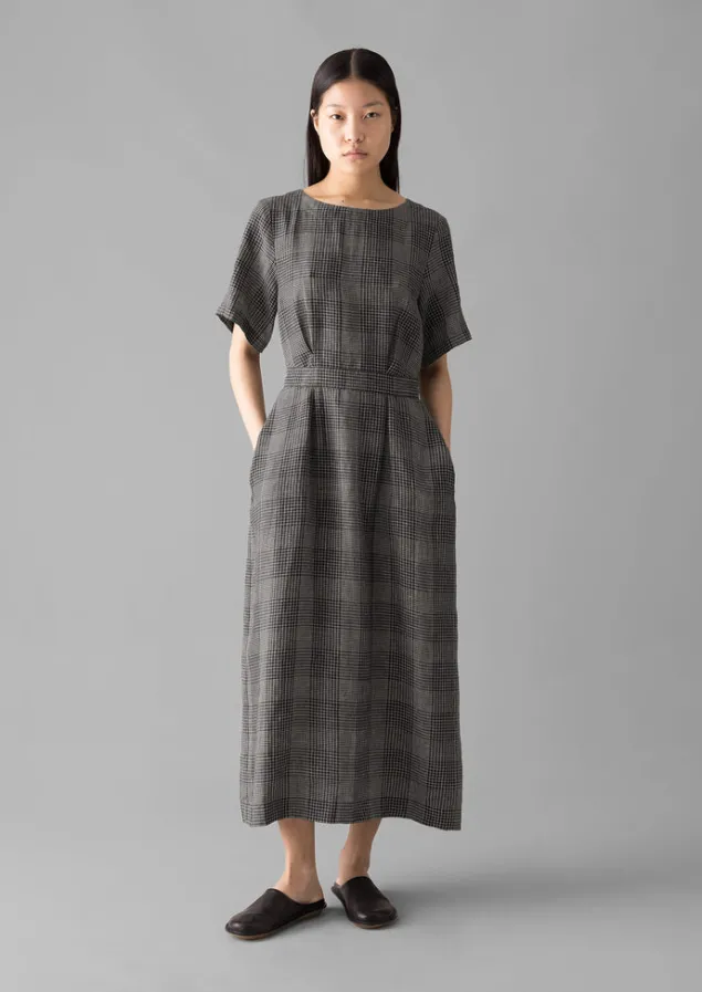 etched_check_linen_dress_14.webp Linen | Loungewear-TOAST Etched Check Linen Dress Slate