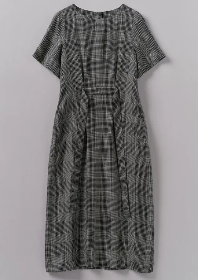 etched_check_linen_dress_8.webp Linen | Loungewear-TOAST Etched Check Linen Dress Slate