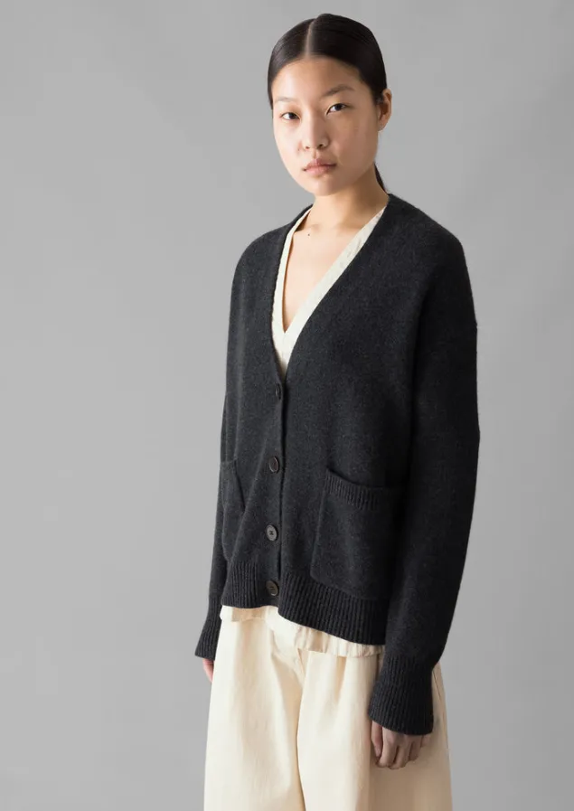 Cashmere | Knitwear-TOAST Ffion Wool Cashmere Boxy Cardigan Charcoal